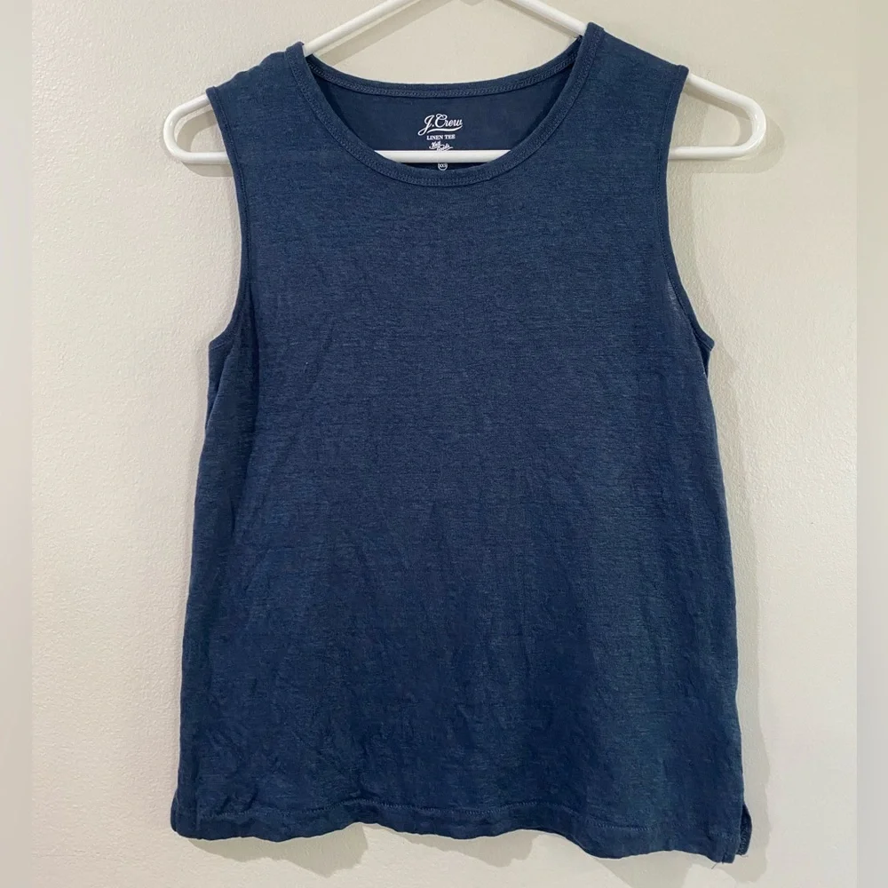 J. Crew Linen Navy Sleeveless Tank